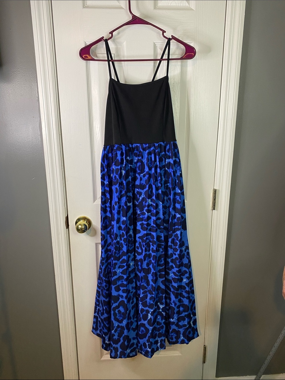 SHEIN Size Large Black on Top Bottom Cami Maxi With Blue And Black Sleeveless.